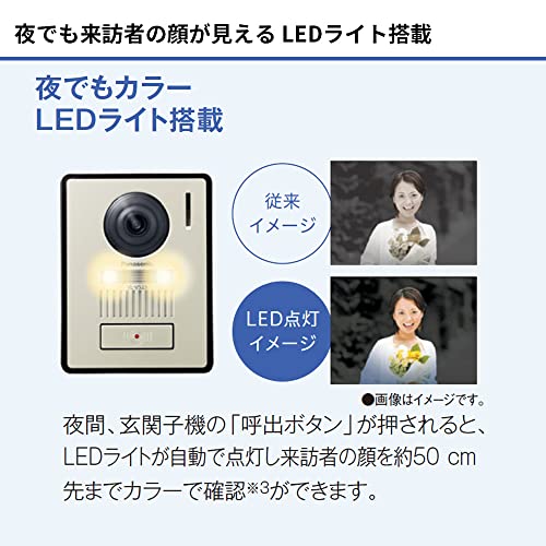 パナソニック テレビドアホン どこでもドアホン 自動録画機能 モニター 3.5型カラー液晶 玄関子機 露出型 LEDライト ワイヤレスモニター子機 約2.2型カラー液晶 VL-SWE210KLA 中間 画像