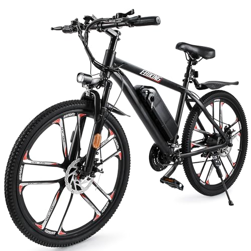 EBIKING 電動アシスト自転車 超軽量 アルミフレーム 一体型ホイール 26インチ 山地自転車 最 大航続距離150km 大容量バッテリー LEDライト搭載 泥除け付き 日本語取扱説明書 IP56防水 通勤 通学 山登り 公道走行可能 1枚目 画像