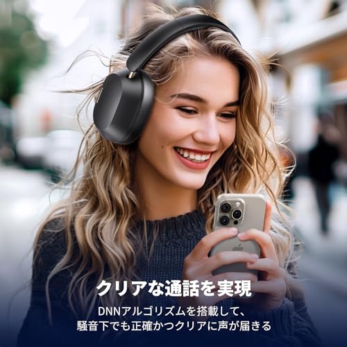 UGREEN ヘッドホン Bluetooth ワイヤレスヘッドホン ウルトラノイズキャンセリング 【LDAC ハイレゾ音質】 Bluetooth5.4 有線/無線 最長75時間音楽再生 マルチポイント対応 外音取り込み 風ノイズ低減マイク搭載 ステレオヘッドホン 専用アプリ対応 ブラック 中間 画像
