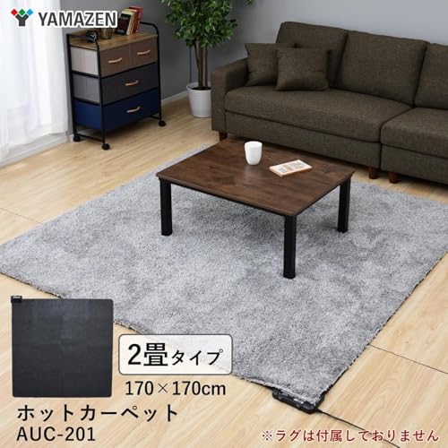 【Amazon.co.jp限定】[山善] ホットカーペット 電気カーペット 2畳 (170cm×170cm) 節電 ダニ対策機能 温度調節5段階 暖房面切替 6時間オートオフタイマー コンパクト収納 AUC-201 中間 画像