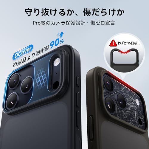 【米軍MIL規格・指紋防止】CASEKOO iPhone 17 Pro 用 ケース 耐衝撃 滑り止め 指紋防止 米軍MIL規格 マット仕上げ ストラップホール付き 黄変防止 耐久性 カバー ワイヤレス充電対応 いphone17pro 用ケース 6.3 インチ(マットブラック) 中間 画像