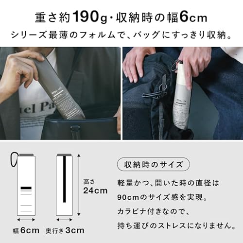Wpc. IZA 男の晴雨兼用傘【軽量・スリム】LIGHT＆SLIM ブラック [遮光率100%・UVカット率100%・UPF50＋・遮熱] 日傘 メンズ イーザ 男性 折りたたみ傘 190g 軽い おしゃれ 無地 レディース ZA007-900-102 中間 画像