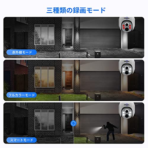 【400万画素・電源不要】Hiseeu ソーラーパネルカメラ セット 10インチLCD液晶モニタ一体型NVR 8000mAh 遠隔監視 防水等級ip65 AI動体検知 屋内/屋外 セキュリティ 防犯カメラ 常時録画可能 2.4gのルーターに対応可能 (400万画素カメラ4台+10イン液晶一体型NVR+1TBHDD内蔵) 中間 画像