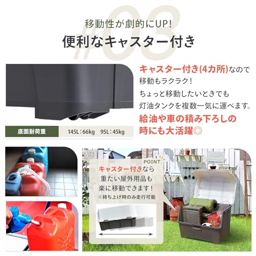 天馬(Tenma) 大容量の屋外収納ボックス 日本製 重い物でも取り出しやすい大きく開くコンテナ ベランダ収納 ホームボックス 灯油タンクにピッタリな収納ストッカー 鍵穴付きで防犯対策 収納ケース 宅配ボックス ゴミ箱 プラスチック 大きく開くコンテナ140L 【色 チャコールグレー】 【サイズ 140L】 【幅88×奥行50×高さ50cm】 中間 画像