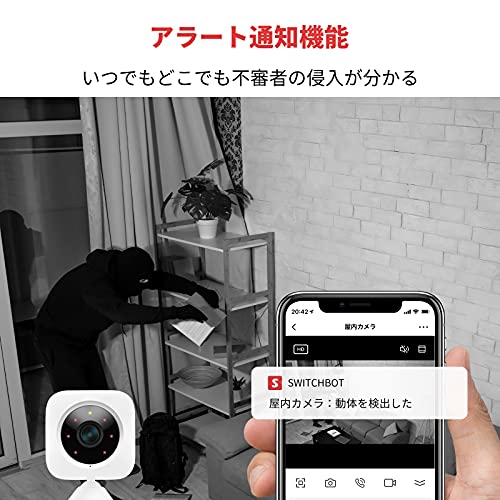 SwitchBot 見守りセット(Hubなし)屋内カメラ+人感センサー+開閉センサー アレクサに対応 スマートホーム 双方向音声会話 遠隔操作 アラーム通知 取付簡単 防犯対策 小型 セキュリティセット 中間 画像