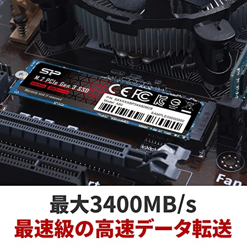 シリコンパワー SSD 1TB 3D NAND M.2 2280 PCIe3.0×4 NVMe1.3 P34A80シリーズ 5年保証 SP001TBP34A80M28 中間 画像
