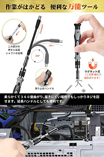 精密ドライバーセット MOVMAO 130 in 1 103種ビット トルクス 磁気 滑り止めハンドル 特殊 ネジ回し 多機能ツールキット iPhone Switch DIY 修理ツール 専用ケース 磁石付き 中間 画像