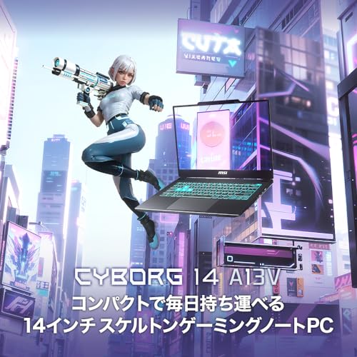 【14インチ小型・軽量1.6kg】【Core i7 & RTX 4060搭載・スケルトンデザイン】MSIゲーミングノートPC Cyborg14 Corei7 RTX4060/14インチ WUXGA/144Hz/32GB/1TB/Windows 11/Cyborg-14-A13VF-6003JP 中間 画像