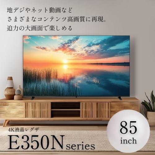 REGZA 85インチ 4K 液晶 85E350N スマートテレビ ネット動画対応 AirPlay 2対応 クリア音声 2025年モデル 最後 画像