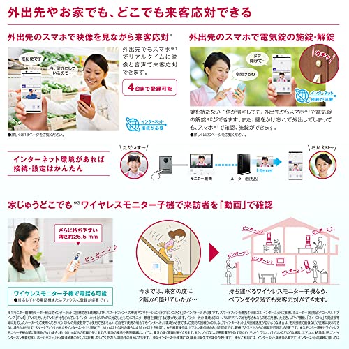 パナソニック テレビドアホン ワイヤレスモニター子機付 モニター親機 約7型ワイドタッチパネルカラー液晶 玄関子機 露出/埋込両型用 外でもドアホン 安心アラート 宅配ボックス連携 VL-SWE710KS 中間 画像