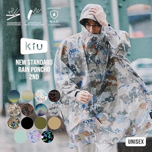 [キウ] スタンダードレインポンチョ 2ND STANDARD RAIN PONCHO - 2ND 防水 撥水 はっ水 耐水 豪雨対応 雨対策 大雨 台風 梅雨 レインコート スリーブポンチョ 雨具 雨ガッパ 雨合羽 袖付き 収納袋 ポケット おしゃれ かわいい 通勤 通学 自転車 アウトドア フェス ユニセックス メンズ レディース 男女兼用 グラデーションネイビー K404-249 中間 画像