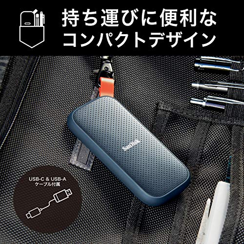 【Amazon.co.jp限定】SanDisk SSD 外付け 1TB USB3.2Gen2 読出最大800MB/秒 SDSSDE30-1T00-GH26 ポータブルSSD Win Mac PS4 エコパッケージ メーカー3年保証 中間 画像