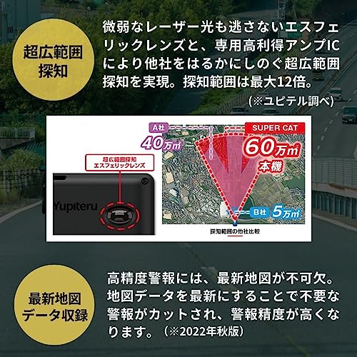 【新レーダー波移動オービスMSSS対応】YUPITERU ユピテル レーザー＆レーダー探知機 LS340L ワンボディタイプ 説明書ダウンロードタイプ 液晶 中間 画像