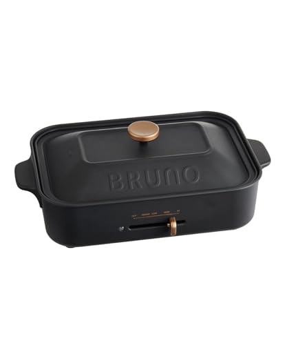 BRUNO ブルーノ コンパクトホットプレート 焼肉 本体 プレート2種(たこ焼き 平面) おしゃれ かわいい これ1台 蓋 ふた付き 1200w 温度調節 洗いやすい 1人 2人 3人用 小型 小さいサイズ 少人数用 一人暮らし ブラック 黒 BOE021-CBK 1枚目 画像