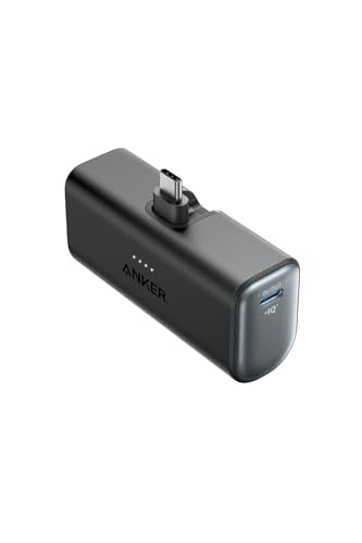 Anker Nano Power Bank (22.5W, Built-In USB-C Connector) (モバイルバッテリー 5000mAh 小型コンパクト)【PowerIQ搭載/USB-C一体型】 iPhone 17 / 16 / 15 シリーズ/Switch 2対応 (ブラック) 1枚目 画像
