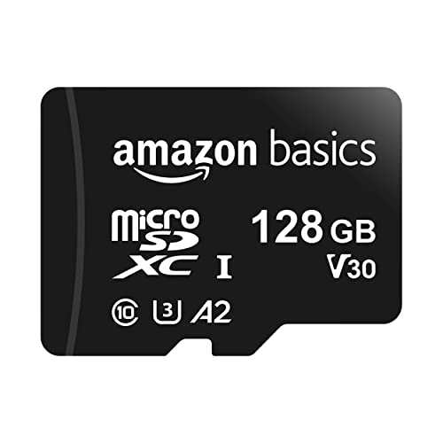 Amazonベーシック microSDXC メモリーカード 128GB フルサイズアダプター付き A2 U3 読み込み速度最大100MB/秒 ブラック 1枚目 画像