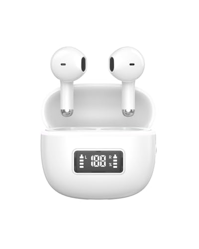 Bluetoothイヤホン ワイヤレスイヤホン IPX7防水 最大60時間再生 2026年最新Bluetooth6.0ブルートゥースイヤホン 全音域HIFI音質低遅延接続瞬時 片耳/両耳 WEB会議/運動/ゲーム/通学通勤/スポーツ/音楽用iPhone/Android対応 (white) 1枚目 画像