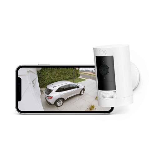 【2023年度グッドデザイン賞受賞】Ring Stick Up Cam Battery (リング スティックアップカム バッテリーモデル) | 外出先からも見守り可能、屋内・屋外で使える充電式セキュリティカメラ、デバイス盗難補償付き - ホワイト | Ring Homeプラン30日間無料体験 1枚目 画像