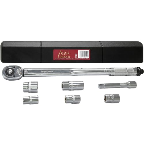 アクアドリーム 自動車用トルクレンチ（設定目盛付） 差込角12.7ｍｍ トルク範囲：28N・m～210N・m （14/17/19/24mm/21mm薄口ロング/エクステンションバー＆収納ブローケース付き） ATD-210 AQUA DREAM アクアドリーム 自動車用トルクレンチ 実物画像・外観写真