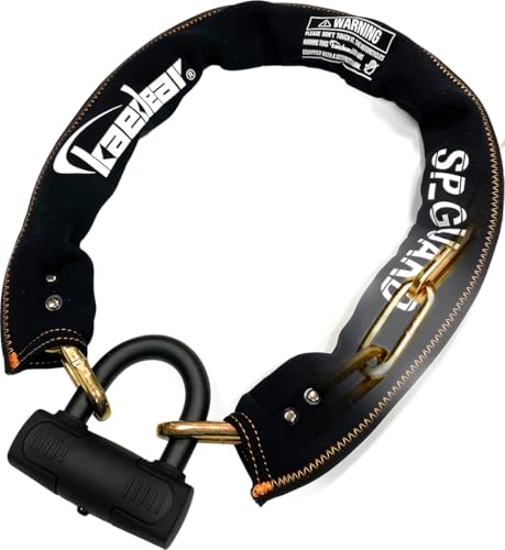 Kaedear(カエディア) バイク ロック チェーンロック 鍵 パッドロック 長さ1000mm スクエアチェーン 9mm 盗難防止 SP-GUARD KDR-LK2-1000 (1000mm) Kaedear バイク ロック チェーンロック 鍵 パッドロック 実物画像・外観写真