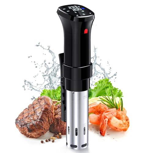 低温調理器 1100Wハイパワー 低温調理器具 24時間 予約機能 真空調理器 スロークッカー レシピ付き IPX7防水 タッチパネル クリップ式 低温調理機 低音調理器 タイマー 温度設定 五重安心保護 日本語取扱説明書 1枚目 画像