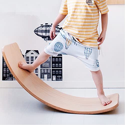 CICINELL バランスボード 木製 体幹 トレーニング アスレチック 軽量 大人 室内遊び こども 小学生 遊具 フィットネス ヨガ 子供用 おもちゃ 木育 プレゼント (ナチュラル) 最後 画像