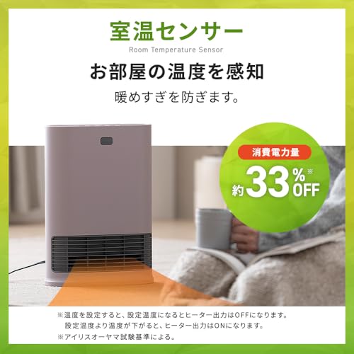 【Amazon.co.jp限定】アイリスオーヤマ 大風量 セラミックファンヒーター Wセンサー付き 人感センサー 室温センサー 電気 足元 小型 省エネ 脱衣所 AZCH-LW12A-W ホワイト/グレー 中間 画像