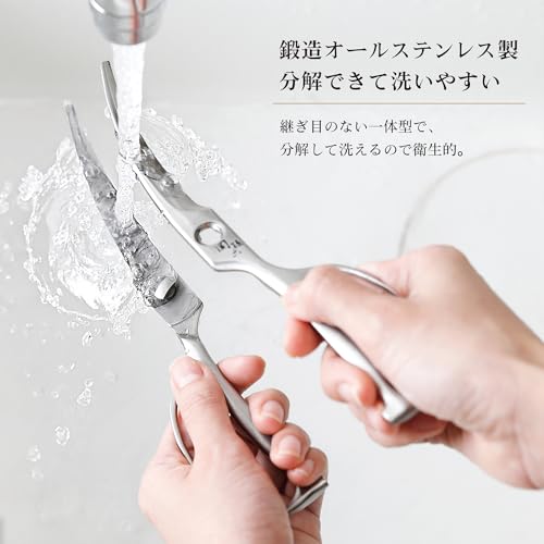 関孫六 鍛造オールステンレス カーブキッチン鋏 DH3346 中間 画像