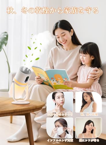 【Amazon.co.jp限定】卓上 小型 加湿器【2025新モデル・多機能加湿器】超音波式 ダブル噴霧 抗菌 90°回転ミスト 25dB静音 大容量バッテリー内蔵 コードレス アロマ対応 暖光LED 明るさ調節可能 タイマー機能 空焚き防止 持ち運び便利 省エネ 300ml大容量 次亜塩素酸水対応 車載/寝室/オフィス/リビング対応 乾燥/花粉症/肌荒れ対策 日本語説明書 プレゼント 最後 画像