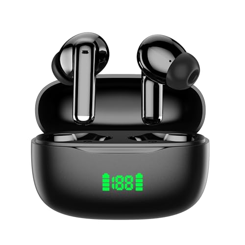 イヤホン Bluetooth ワイヤレスイヤホン AIスマートENC通話IPX7防水最大65時間再生 2026最新ブルートゥースイヤホン EDR+Bluetooth5.4搭載 カルナ型 HIFI音質低遅延接続瞬時 WEB会議/運動/ゲーム/テレワーク/通学/通勤/スポーツ/音楽用iPhone/Android対応 (lightblack) 1枚目 画像