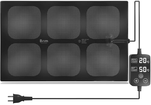 【公式】BRIM(ブリム) 植物 ヒートマット HMT-330 60W 室内園芸用 33×53cm 温度調整 ヒーターマット デジタル表示 IP67 防水 育苗器 (長方形 (33×53cm) 1枚) BRIM ヒートマット 実物画像・外観写真