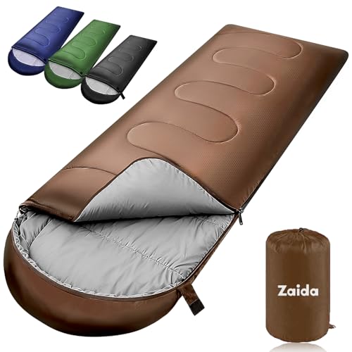 寝袋 シュラフ 夏用 冬用 【4in1多機能・230T防水】 オールシーズン 来客用布団 封筒型 超軽量 超暖かい 耐寒防水 コンパクト 簡単収納 車中泊 防災用 アウトドア キャンプ 丸洗い可能 収納袋付き 春夏秋冬の使用可能 1Kg /1.4Kg/ 1.8Kg 登山 車中泊 防災用 避難用 防寒 (ブラウン, 1.8KG) 寝袋 シュラフ 夏用 冬用 実物画像・外観写真