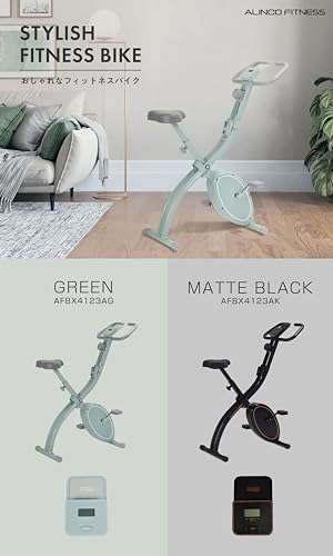 【Amazon.co.jp 限定】 アルインコ(Alinco) (ALINCO) フィットネスバイク エアロバイク クロスバイク マグネット負荷 トレーニングバイク 静音 8段階負荷 折りたたみ コンパクト収納 軽量 タブレットトレー付 組立簡単 AFBX4123AG グリーン 最後 画像