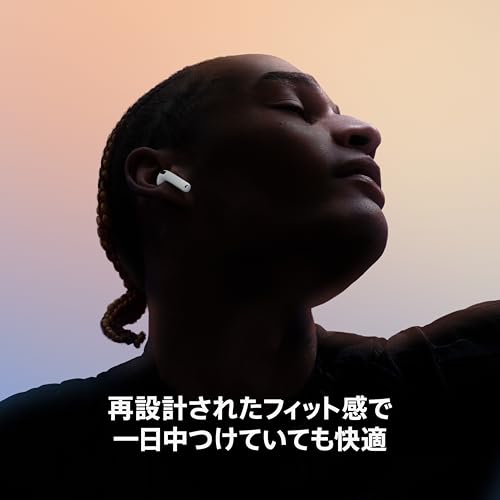 Apple AirPods 4 アクティブノイズ キャンセリング搭載、ワイヤレスイヤホン、Bluetooth 5.3、適応型オーディオ、外部音取り込みモード、パーソナライズされた空間オーディオ、USB-C充電ケース、ワイヤレス充電、H2チップ、防塵性能と耐汗耐水性能、「探す」対応、Qi充電 中間 画像