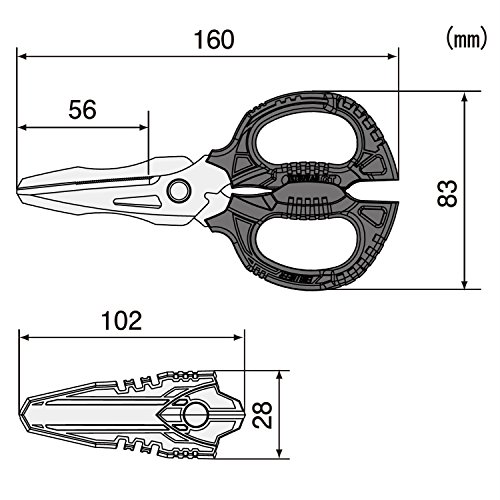 ENGINEER エンジニア 刃 : 刃物用特殊ステンレス、グリップ : PBT 鉄腕ハサミGT キャップ付 刃渡り56㎜ PH-55 グリーン 中間 画像