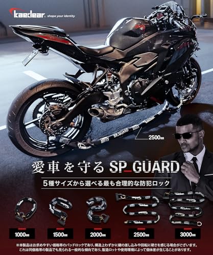 Kaedear(カエディア) バイク ロック チェーンロック 鍵 パッドロック 長さ1000mm スクエアチェーン 9mm 盗難防止 SP-GUARD KDR-LK2-1000 (1000mm) 最後 画像