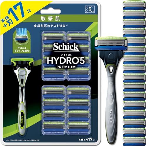 Schick(シック) ハイドロ5プレミアム 敏感肌 クラブパック(ホルダー(刃付き)+替刃16コ) 髭剃り カミソリ 男性用 シルバー 1枚目 画像