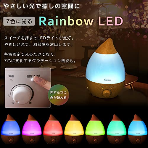 アイリスオーヤマ 加湿器 大容量 超音波式 加湿量 280ml タンク容量 2.8L 8畳 10時間連続加湿 アロマ対応 しずく型 卓上 デスク用 UHM-280S-W ホワイト 中間 画像