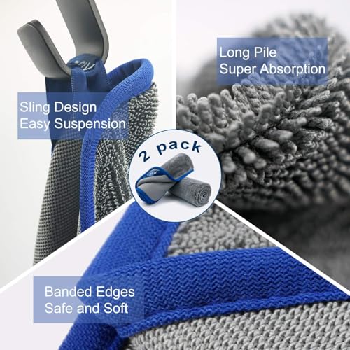 SHSCLY マイクロファイバー洗車タオル 超吸水クリーニング拭き上げ専用ドライヤー クロス 2枚入 中間 画像