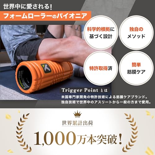 トリガーポイント(TRIGGERPOINT) グリッド フォームローラー ストレッチローラー EVA素材 高耐久 スポーツ デスクワーク対応 ピンク 最後 画像