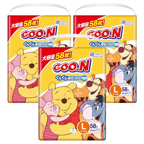 【パンツ Lサイズ】グーン ぐんぐん吸収パンツ おむつ (9~14kg) 174枚(58枚×3) [ケース販売] 【Amazon.co.jp限定】 ≪ディズニーデザイン≫ 1枚目 画像