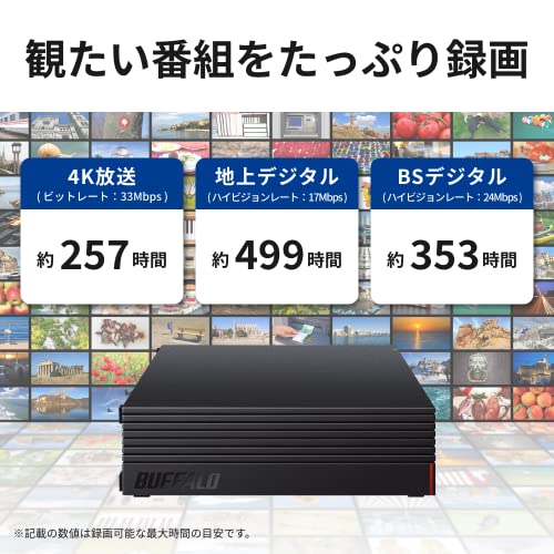 【Amazon.co.jp限定】バッファロー 外付けハードディスク 4TB テレビ録画/PC/PS4/4K対応 バッファロー製nasne™対応 静音&コンパクト 日本製 故障予測 みまもり合図 HD-AD4U3 最後 画像