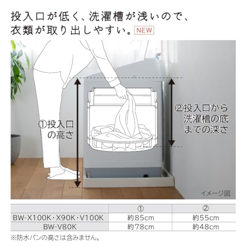 日立 全自動洗濯機 洗濯8kg ホワイト ビートウォッシュ BW-V80K W 本体幅57cm つけおきプラス 大流量 ナイアガラ ビート洗浄 中間 画像