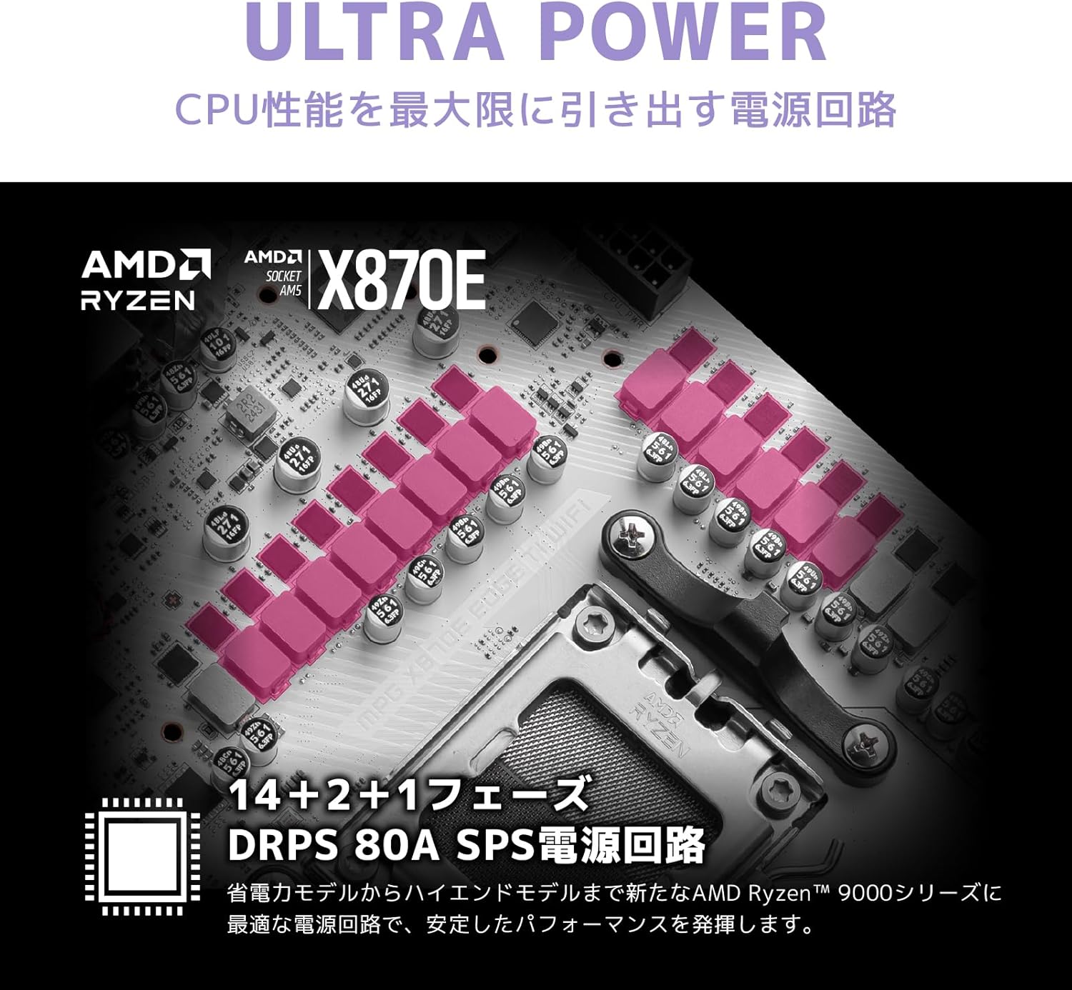 MSI MPG X870E EDGE TI WIFI AMD Ryzen 9000/8000/7000シリーズ(AM5)対応 ATXマザーボード MB6740 中間 画像