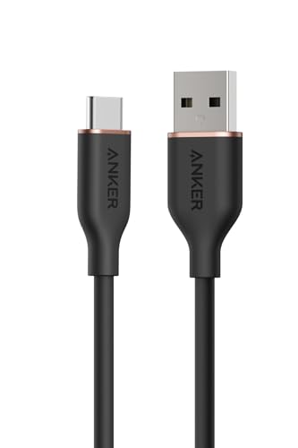 Anker USB-C ＆ USB-A ケーブル (Flow) 絡まないケーブル 15W 結束バンド付き USB-C機器対応 シリコン素材採用 Galaxy iPhone 17 / 16 / 15 各種対応 0.9m ミッドナイトブラック 1枚目 画像