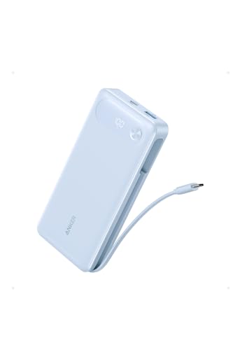 Anker Power Bank (20000mAh, 87W, Built-In USB-C ケーブル) (モバイルバッテリー 20000mAh 87W出力 大容量 LEDディスプレイ搭載 USB-Cケーブル内蔵)【PD/PowerIQ搭載/PSE技術基準適合/急速充電】iPhone 15 Android MacBook その他各種機器対応 (パープル) 1枚目 画像