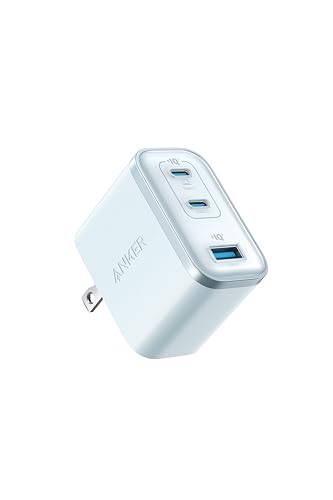 Anker Nano Charger (70W, 3 Ports) ブルー 【 PD対応/PSE技術基準適合/折りたたみ式プラグ】iPhone 17 / 16 / 15シリーズ / Air MacBook Windows PC iPad Galaxy Android スマートフォン ノートPC 各種 その他機器対応 Anker Nano Charger 70W 3 Ports ブルー 実物画像・外観写真