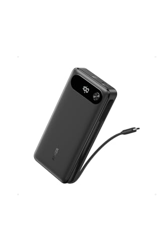Anker Power Bank (20000mAh, 87W, Built-In USB-C ケーブル) (モバイルバッテリー 20000mAh 87W出力 大容量 LEDディスプレイ搭載 USB-Cケーブル内蔵)【PD/PowerIQ搭載/PSE技術基準適合/急速充電】iPhone 17 / 16 / 15 Android MacBook その他各種機器対応 (ブラック) Anker Power Bank 20000mAh 87W 実物画像・外観写真