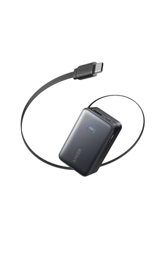 Anker Nano Power Bank (10000mAh, 45W, 巻取り式 USB-Cケーブル) 10000mAh 45W出力 / LEDディスプレイ搭載/USB-Cケーブル一体型/巻取り式ケーブル/iPhone 17 / 16 / 15シリーズ / iPhone Air/Android iPad その他各種機器対応 (ブラック) 1枚目 画像