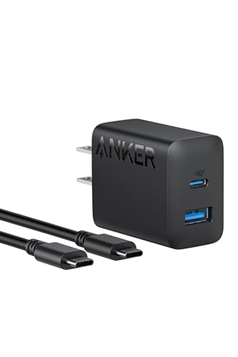 Anker Charger (20W, 2-Port) with USB-C & USB-C ケーブル (20W USB-C&USB-Cケーブル付属 2ポート急速充電器)【PSE技術基準適合/USB PD対応/PowerIQ搭載/コンパクトサイズ】 Android スマートフォン iPad その他 各種機器対応 (ブラック) 1枚目 画像